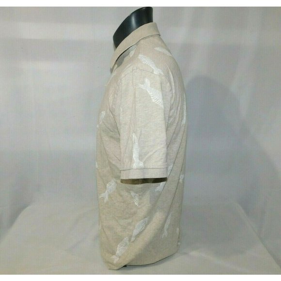 Chaps Mens L Light Brown Beige Fishbone Pattern Polo Shirt Short sleeve . - Picture 5 of 8